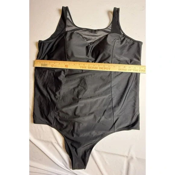 Torrid Black Hi‎ Neck Mesh Scoop Back One Piece Bathing Suit Size 4X-711 - Picture 3 of 7